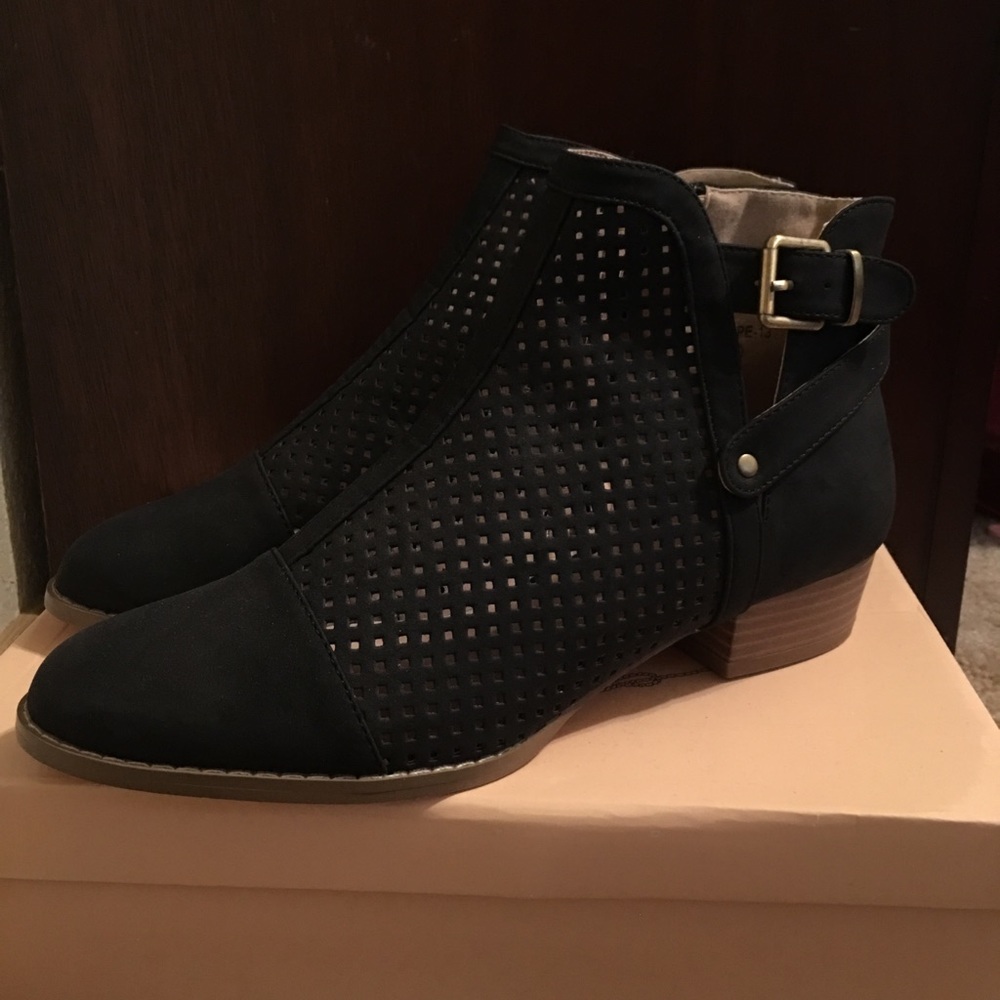 Black buckled booties